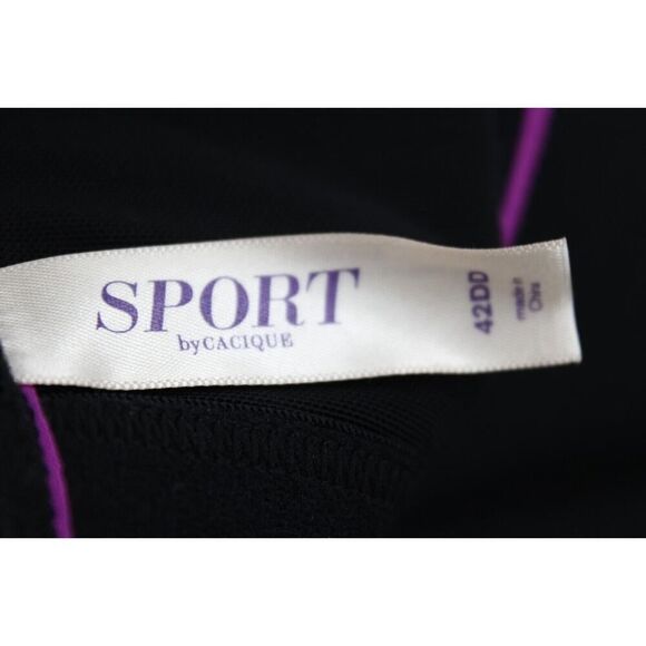 CACIQUE Adjustable Strap MAX SUPPORT Lined Sports Bra 42DD Black/Purple - Picture 8 of 8